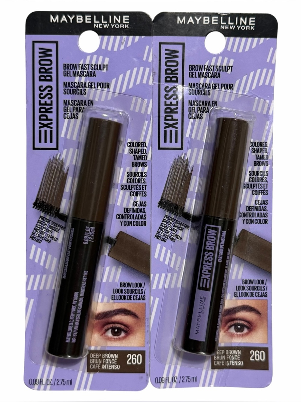 {Set of 2} MAYBELLINE Express Brow ~ Fast Sculpt Gel Mascara ~ Deep Brown ~ NEW